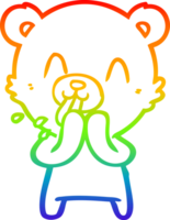arco iris degradado línea dibujo de un grosero dibujos animados oso png