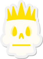 spooky skull wearing crown sticker png