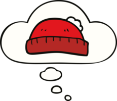 cartoon woolly hat with thought bubble png