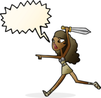 cartoon girl with sword with speech bubble png