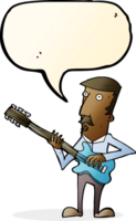 dessin animé homme jouant de la guitare électrique avec bulle de dialogue png