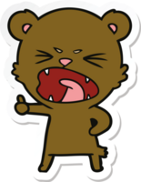 sticker of a angry cartoon bear png