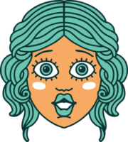 iconic tattoo style image of female face png