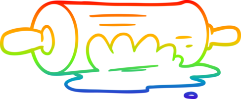 rainbow gradient line drawing of a cartoon rolling pin png