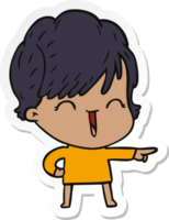 sticker of a cartoon laughing woman png