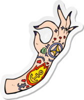 sticker of a cartoon tattoo arm png