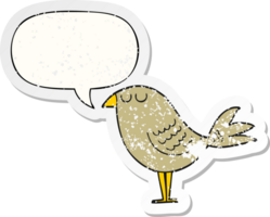 cartoon bird with speech bubble distressed distressed old sticker png