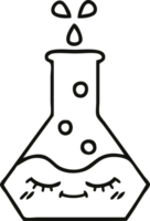 line drawing cartoon of a science beaker png