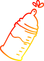 warm gradient line drawing of a cartoon baby bottle png