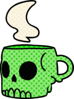 hand drawn cartoon doodle of a skull mug png