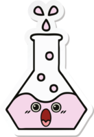 sticker of a cute cartoon science beaker png