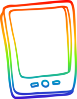 rainbow gradient line drawing of a cartoon touch screen mobile png