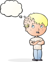 cartoon boy with growth on head with thought bubble png