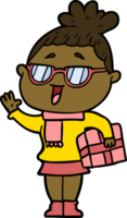 cartoon happy woman wearing spectacles png