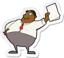 sticker of a cartoon boss waving papers png