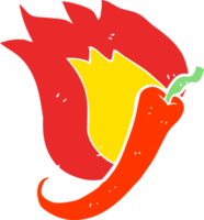 flat color illustration of flaming hot chilli pepper png