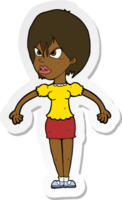 sticker of a cartoon annoyed woman png