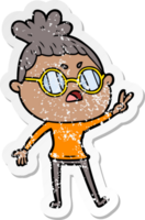 distressed sticker of a cartoon annoyed woman png