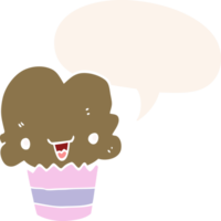 desenho animado Bolinho com face com discurso bolha dentro retro estilo png