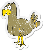 retro distressed sticker of a cartoon bird png