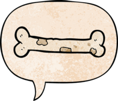 cartoon bone with speech bubble in retro texture style png