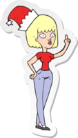 sticker of a cartoon woman wearing christmas hat png