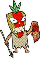 cartoon tribesman with shrunken head png