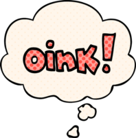 cartoon word oink with thought bubble in comic book style png