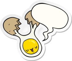 cartoon cracked egg with speech bubble sticker png