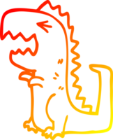 warm gradient line drawing of a cartoon roaring t rex png