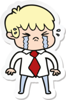 sticker of a cartoon boy crying png