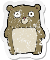 retro noodlijdende sticker van een cartoon grappige teddybeer png