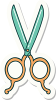 sticker of tattoo in traditional style of barber scissors png