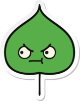 sticker of a cute cartoon expressional leaf png