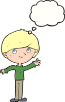tecknad serie Lycklig pojke med trodde bubbla png