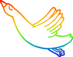 rainbow gradient line drawing of a cartoon flying duck png