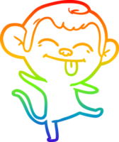 rainbow gradient line drawing of a funny cartoon monkey dancing png