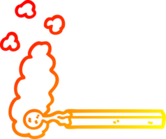 warm gradient line drawing of a cartoon burnt match png