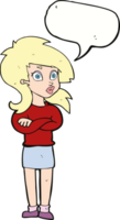 cartoon woman with folded arms with speech bubble png