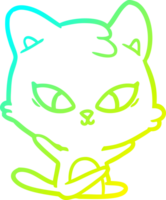 cold gradient line drawing of a cute cartoon cat png