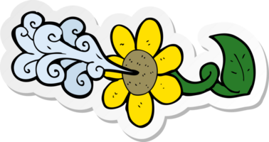 sticker van een cartoonbloem die water spuit png