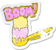 retro distressed sticker of a cartoon scoop of ice cream png