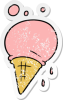 distressed sticker of a cartoon ice cream png