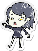 distressed sticker of a cute cartoon vampire girl png