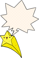 cartoon shooting star with speech bubble in comic book style png