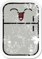 distressed sticker of a cute cartoon fridge  zer png