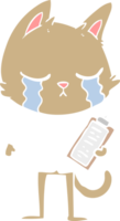 gato de negócios de desenho animado de estilo de cor plana chorando png