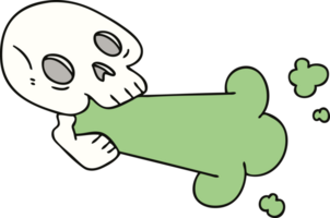 hand drawn quirky cartoon skull png