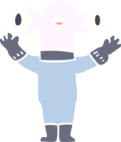 friendly flat color style cartoon alien waving png