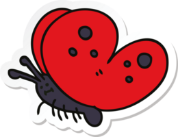 sticker of a quirky hand drawn cartoon butterfly png